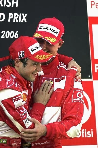 2006 Turkish Grand Prix - Sunday Race Istanbul Park, Istanbul, Turkey. 24th - 27th August. Felipe Massa, Ferrari 248F1, celebrates his first Grand Prix win with team-mate Michael Schumacher (3rd position) on the podium
