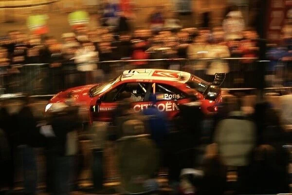 2006 World Rally Championship. Round 16. Wales Rally GB. 1st - 3rd December 2006. Xavier Pons / Carlos Del Barrio, Xsara leave the start ramp as the crowd looks on. Action / Atmosphere