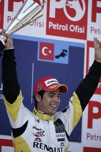 2007 GP2 Series. Round 8. Istanbul Park, Istanbul Turkey. 25th August 2007. Saturday Race. Lucas di Grassi (BRA, ART Grand Prix) celebrates his victory on the podium