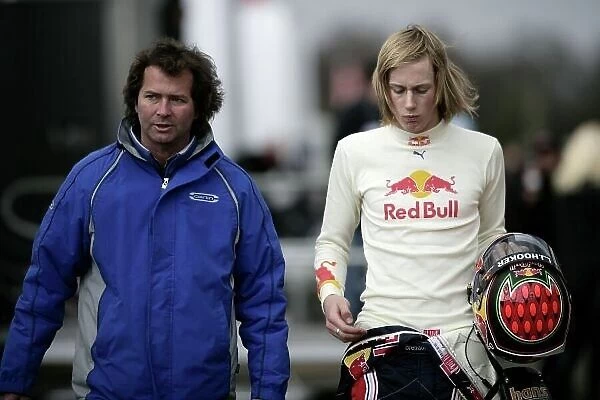 2008 British Formula Three Championship. Oulton Park, England. 22nd - 24th March 2008. Trevor Carlin walks back from the stewards office with Brendon Hartley
