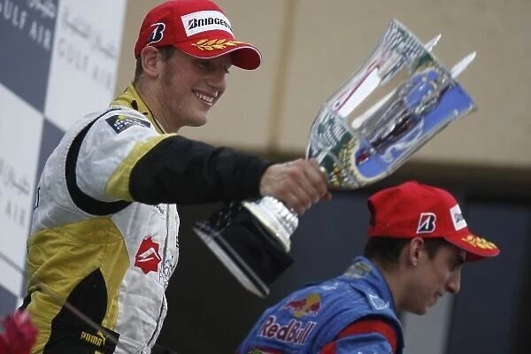 2008 GP2 Asia Series. Saturday Race. Bahrain International Circuit. Sakhir, Bahrain. 5th April. Romain Grosjean (FRA, ART Grand Prix) celebrates victory. World Copyright: Glenn Dunbar / GP2 Series Media Service. Service ref:__O9T0418.jpg