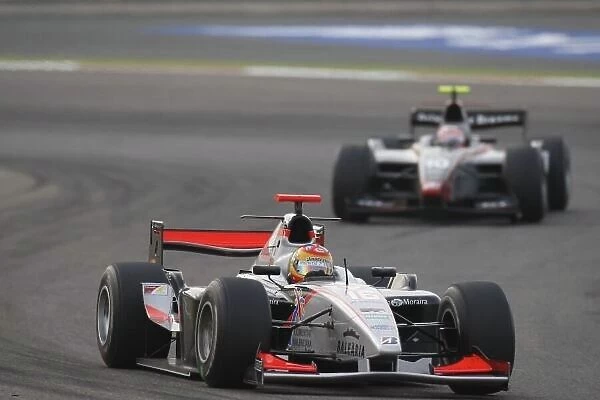 2008 GP2 Asia Series. Saturday Race. Bahrain International Circuit. Sakhir, Bahrain. 5th April. Adrian Valles (ESP, Fisichella Motor Sport International) leads Kamui Kobayashi (JPN, Dams). Action