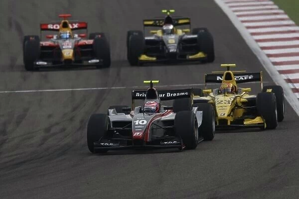 2008 GP2 Asia Series. Saturday Race. Bahrain International Circuit. Sakhir, Bahrain. 5th April. Kamui Kobayashi (JPN, Dams) leads Diego Nunes (BRA David Price Racing). Action