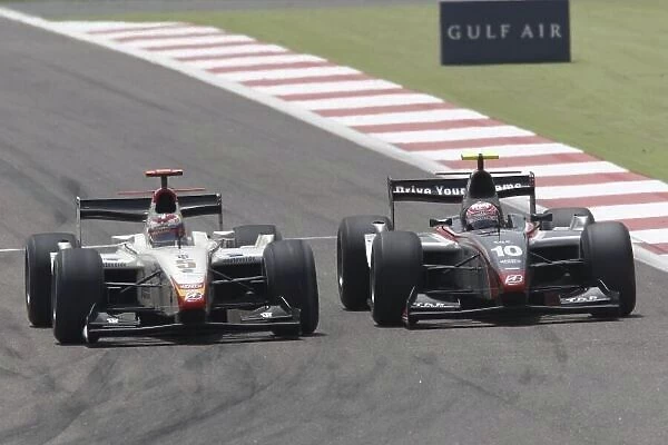 2008 GP2 Asia Series. Sunday Race. Bahrain International Circuit. Sakhir, Bahrain. 6th April. Vitaly Petrov (RUS, Barwa International Campos Grand Prix) and Kamui Kobayashi (JPN, Dams). Action