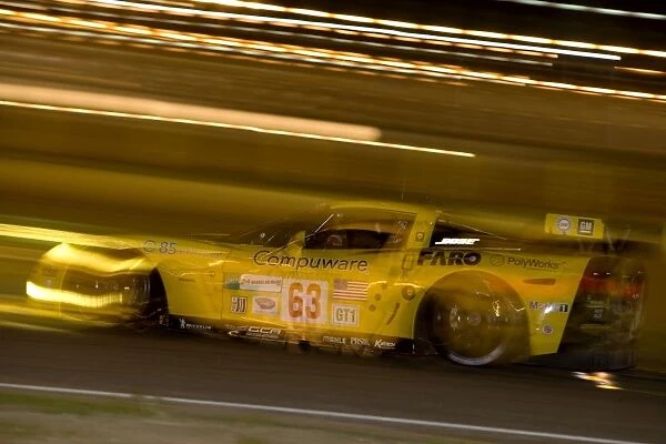 2008 Le Mans 24 Hours: Johnny O Connell  /  Jan Magnussen  /  Ron Fellows, no 63 Corvette C6. R. Action