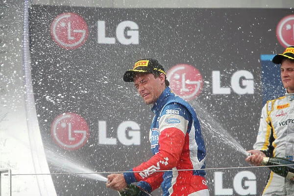 2013 GP2 Series. Round 7. Hungaroring, Budapest, Hungary. 27th July 2013. Saturday Race. Jolyon Palmer (GBR, Carlin) celebrates his victory. World Copyright: Alastair Staley / GP2 Media Service Ref: _R6T4283