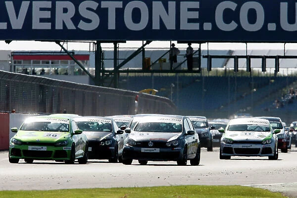 2013 Volkswagen Racing Cup, Silverstone, Northamptonshire. 24th - 26th May 2013. Start of Race 2 Martin Depper (GBR) KPM Racing Scirocco R leads. World Copyright: Ebrey  /  LAT Photographic
