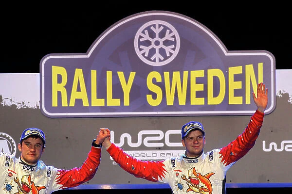 2014 World Rally Championship Rally Sweden 5th - 8th February 2014 Karl Kruuda, Ford, podium Worldwide Copyright: McKlein / LAT