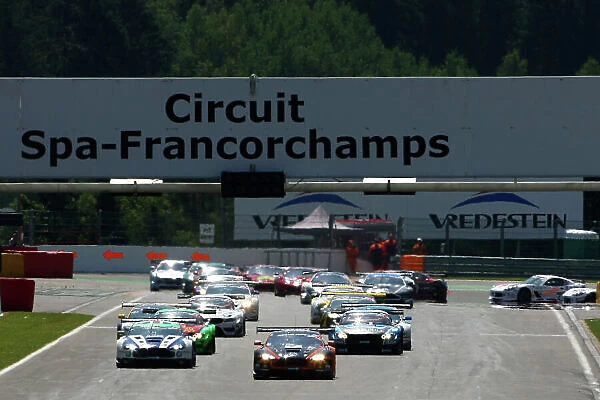2015 Avon Tyres British GT Championship, Spa Francorchamps, Belgium. 10th - 11th July 2015. Race Start Liam Griffin  /  Rory Butcher Oman Racing Team Aston Martin Vantage GT3 leads. World Copyright: Ebrey  /  LAT Photographic
