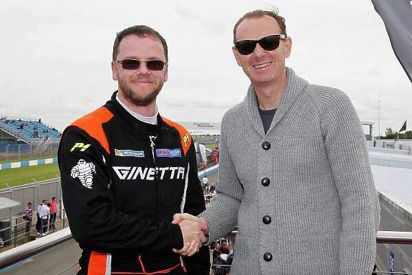 2015 Ginetta Racing Drivers Club, Donington Park, England. 12th-13th September 2015. Adrian Campbell-Smith (GBR) with Lawrence Tomlinson (GBR) Ginetta as the most successful driver in the GRDC in 2015 World Copyright: Ebrey  /  LAT Photographic