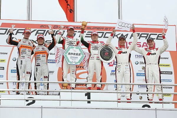 2015 Japanese Super GT Series. Okayama, Japan. 4th - 5th April 2015. Rd 1. GT300 Winner Koki Saga & Yuichi Nakayama ( #31 TOYOTA PRIUS apr GT ) 2nd position Shinichi Takagi & Takashi Kobayashi ( #55 ARTA CR-Z GT)