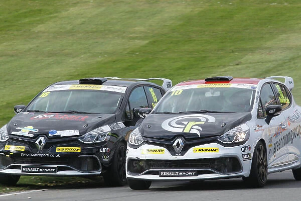 2015 Renault Clio Cup, Brands Hatch, Kent. 4th-5th April 2015. Ashley Sutton (GBR) Team BMR Restart with Pyro Renault Clio Cup and Ant Whorton Eales (GBR) SV Racing Renault Clio Cup World Copyright: Ebrey  /  LAT Photographic