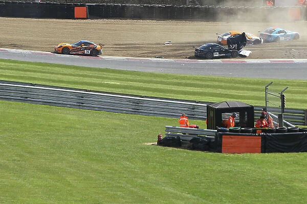 2016 Ginetta GT5 Challenge, Brands Hatch, Kent. 16th - 17th April 2016. An accident stops Race 2. World Copyright: Ebrey  /  LAT Photographic