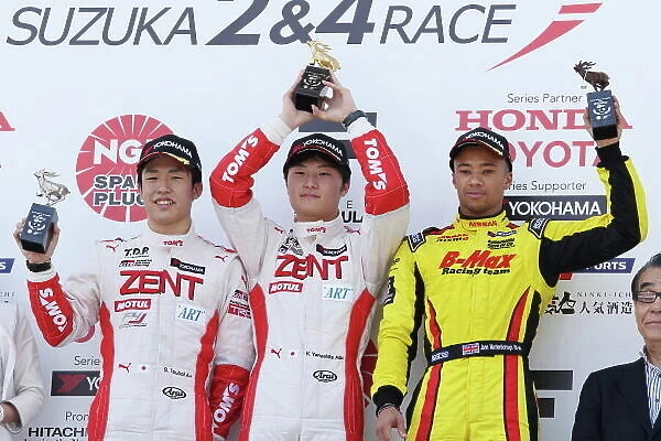 2016 Japanese Formula 3 Championship. Suzuka, Japan. 23rd - 24th April 2016. Rd 1 & 2. Rd. 2 Winner Kenta Yamashita ( #36 ZENT TOM'S F312 ) 2nd position Sho Tsuboi ( #37 ZENT TOM'S F314 ) 3rd position Jann Mardenborough ( #22 B-MAX NDDP F3)