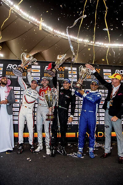 2018 Race Of Champions King Farhad Stadium, Riyadh, Abu Dhabi. Friday 2 February 2018 Rene Rast (GER) Timo Bernhard (GER), Helio Castroneves (BRA) and Juan-Pablo Montoya (COL)