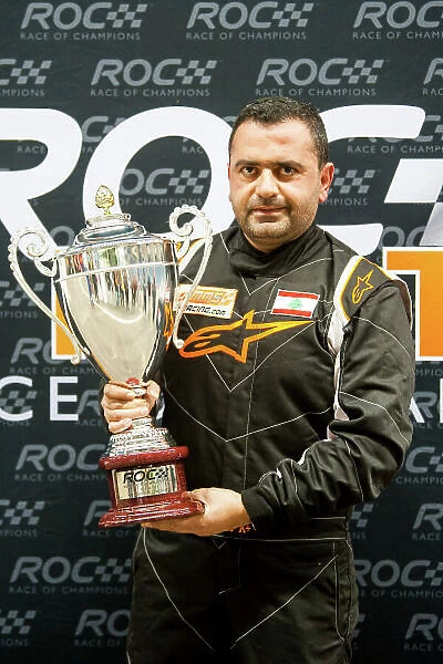 2018 Race Of Champions King Farhad Stadium, Riyadh, Abu Dhabi. Wednesday 31 January 2018 Mansour Chebli (LBN) celebrates after winning ROC Factor Middle East. Copyright Free FOR EDITORIAL USE ONLY. Mandatory Credit: Race of Champions