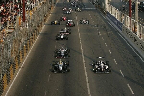 51st Macau Grand Prix: The start of the race with Nico Rosberg Team Germany and Lewis Hamilton Manor Motorsport leading