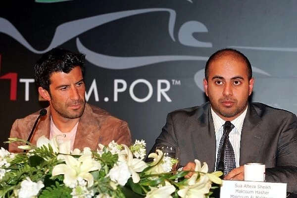 A1 GP Launch: Luis Figo National Seat Holder Team Portugal with Sheikh Maktoum
