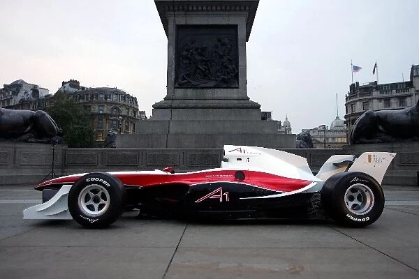 A1 Grand Prix Launch: The A1 Grand Prix car at the base of Nelsons Column in Trafalgar Square