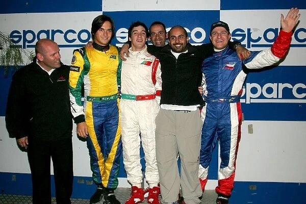 A1 Grand Prix: The podium finishers including: Guy Nicholls A1 Grand Prix Marketing and Communications Manager, Nelson Piquet Jnr A1 Team Brazil