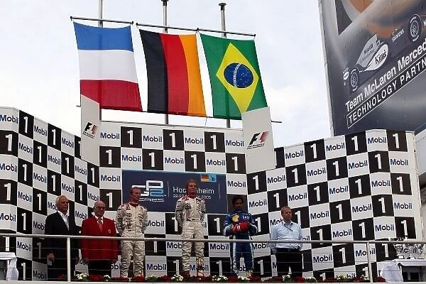 GP2. The podium (L to R): Alexandre Premat (FRA) ART, second; Nico Rosberg 