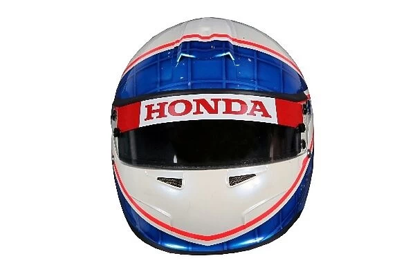 Anthony Davidson Photoshoot: Helmet of Anthony Davidson Super Aguri F1 Team front view