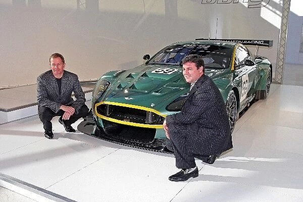 Aston Martin DBR9 Launch: L-R: Martin Brundle and Mark Blundell with the new Prodrive developed Aston Martin DBR9, which will contest the Le