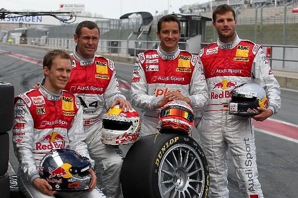 Audi drivers (L-R) Mattias Ekstrom (SWE), Tom Kristensen (DEN), Timo Scheider