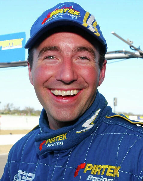 Australian V8 Supercar, Round 8, Winton, 18th Aug 2002. Ford driver Marcos Ambrose all smiles after qualifing on pole for round 8. Ambrose finished 3rd overall. World Copyright: Horsburgh / LAT Photographic Ref: Digital image only