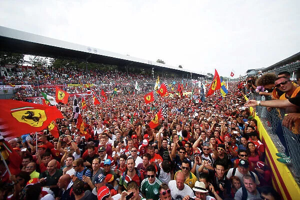 Autodromo Nazionale di Monza, Monza, Italy. 8th September 2013. Ferrari fans invade the track after the race. World Copyright: Glenn Dunbar / LAT Photographic. ref: Digital Image _89P4324