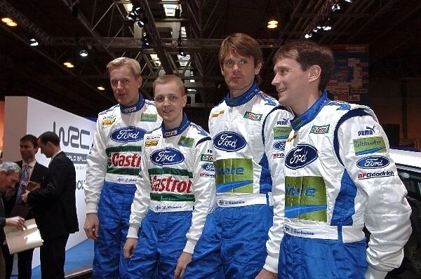 Autosport International Show 2006: 2006 Ford Rally line up: Jarmo Lehtinen, Mikko Hirvonen, Marcus Gronholm and Timo Rautiainen
