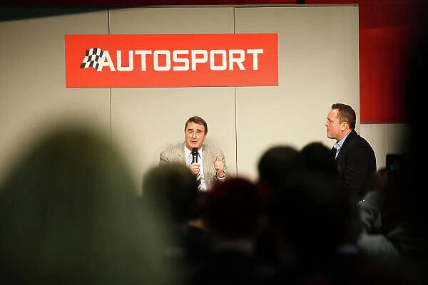 Autosport International Exhibition. National Exhibition Centre, Birmingham, UK. Sunday 14th January 2018. Nigel Mansell talks to Henry Hope-Frost on the Autosport Stage. World Copyright: Mike Hoyer / JEP / LAT Images Ref: MDH19936