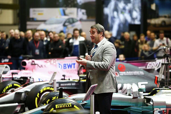 Autosport International Exhibition. National Exhibition Centre, Birmingham, UK. Sunday 14th January 2018. Nigel Mansell talks on the F1 Racing Stand. World Copyright: Mike Hoyer / JEP / LAT Images Ref: MDH19903