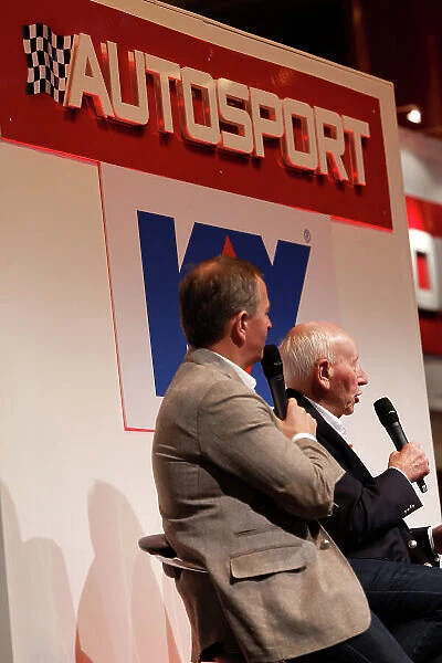 Autosport International Show NEC, Birmingham. Sunday 12 January 2014. John Surtees and Martin Brundle on the stage. World Copyright:Sam Bloxham / LAT Photographic ref: Digital Image _SBL2728