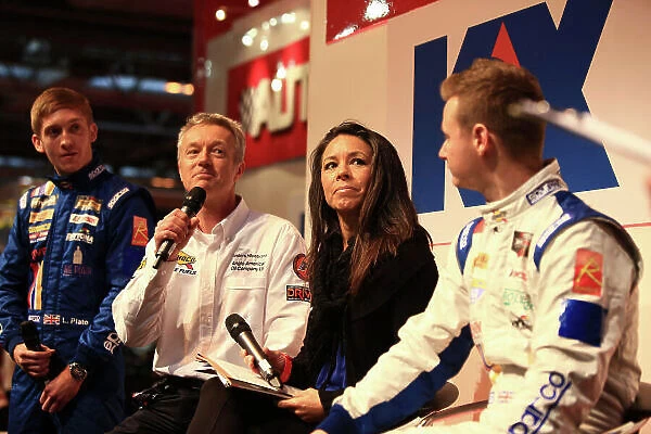 Autosport International Show NEC, Birmingham. Friday 10 January 2014. Bradley Smith, Anders Hilderbrand, Alana France and Lewis Plato on the stage. World Copyright:Malcolm Griffiths / LAT Photographic ref: Digital Image F80P8767