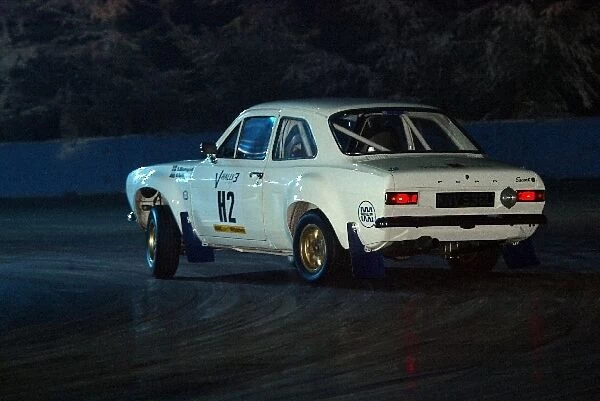 Autosport International Show: A classic Ford Escort MkI rally car in the live action arena