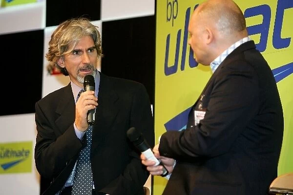 Autosport International Show: Damon Hill BRDC President, who opened the show, with Matt Bishop Journalist on stage