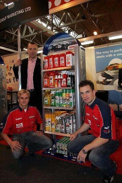 Autosport International Show: Heikki Kovalainen and Nicolas Lapierre Arden team drivers for the 2005 GP2 Championship with sponsor SONAX products