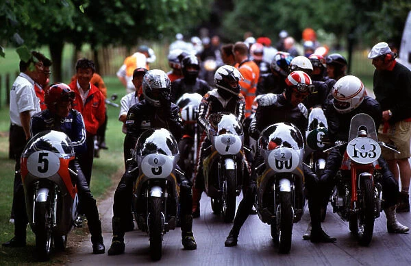 The bikes line up Goodwood Festival of Speed, Goodwood 18-20th June 99 World ©LA