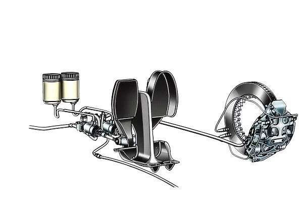 Brake pedal assembly and brake disc and caliper arrangement: MOTORSPORT IMAGES: Brake pedal assembly and brake disc and caliper arrangement