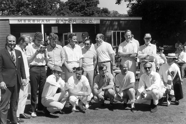 Brands Hatch, Great Britain. 21 July 1968: The team for the traditional post-GP cricket match, back row, left-to-right: Les Leston, Richard Attwood