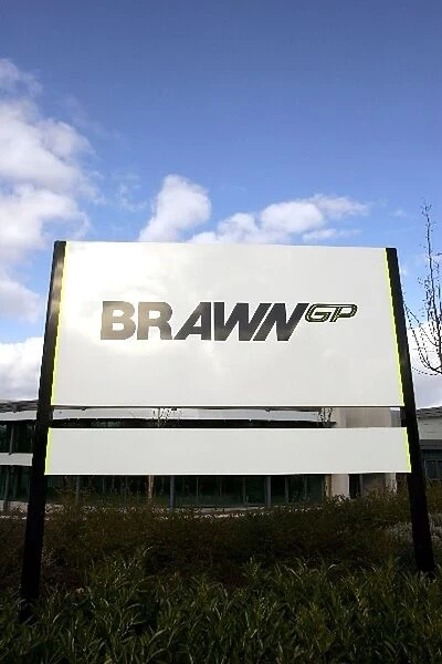 Brawn GP Factory: The Brawn GP sign: Brawn GP Factory, Brackley, England, Monday 9 March 2009