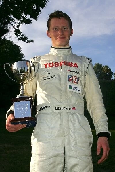 British Formula Three Championship: British F3 round five race winner Mike Conway Raikkonen Robertson Racing with his trophy