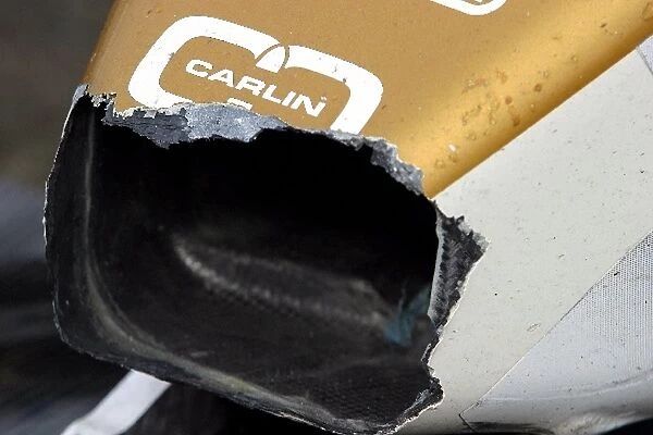 British Formula Three Championship: The damage done to Alan van der Merwes Carlin car