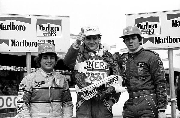British Formula Three Championship: Davy Jones, Race winner Ayrton Senna West Surrey Racing and second placed Martin Brundle