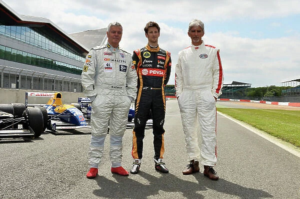 British GP winning drivers join Romain Grosjean at Silverstone, Silverstone, England, Thursday 15 May 2014