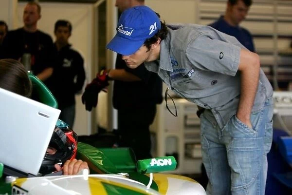 A1GP. Bruno Senna (BRA) in the A1 Team Brazil garage.