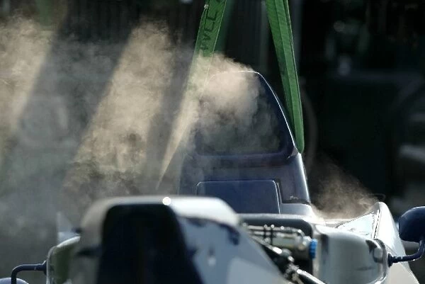 The car of Adrian Sutil (GER), HBR Motorsport GmbH, damping hot steam