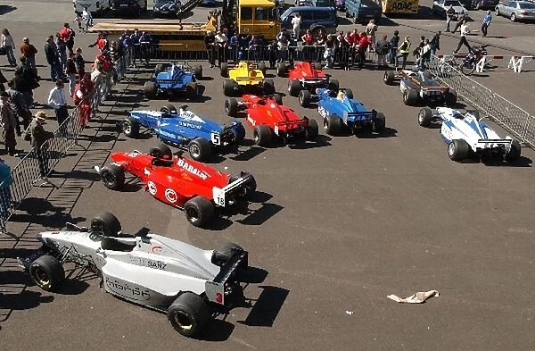 The cars in Parc Ferme following the race: European Formula 3000 Championship, Rd 1, Nurburgring, Germany, 04 May 2003