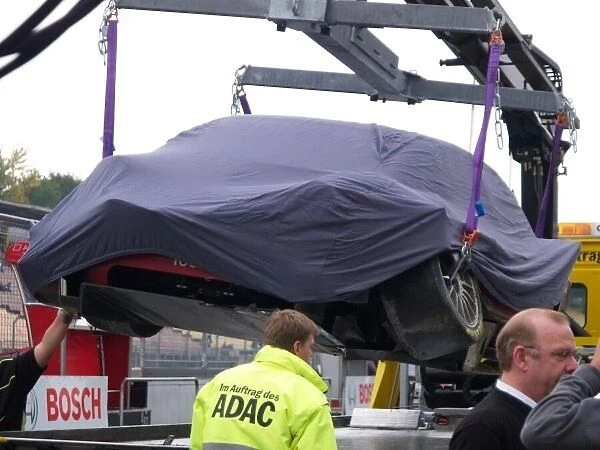 DTM. The damaged car of Vanina Ickx (BEL) Futurecom TME Audi A4 04, after her accident.